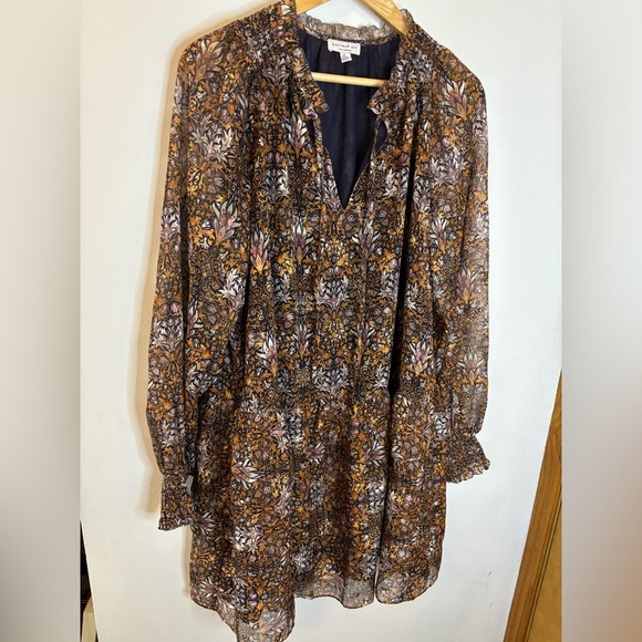 Anthropologie Current Air Ruffle Metallic Patterned Mini Dress - Picture 2 of 12